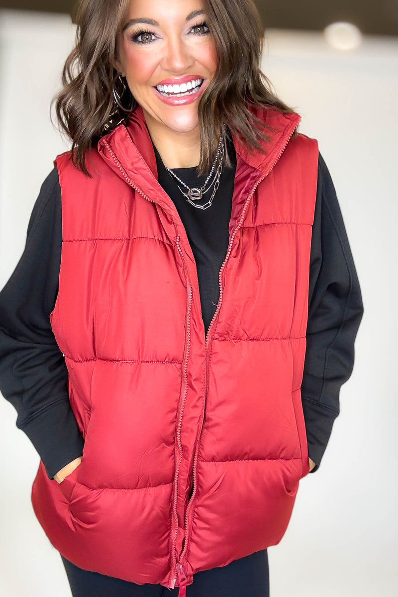 PINK FRIDAY DEAL Red Over Size Padding Winter Vest