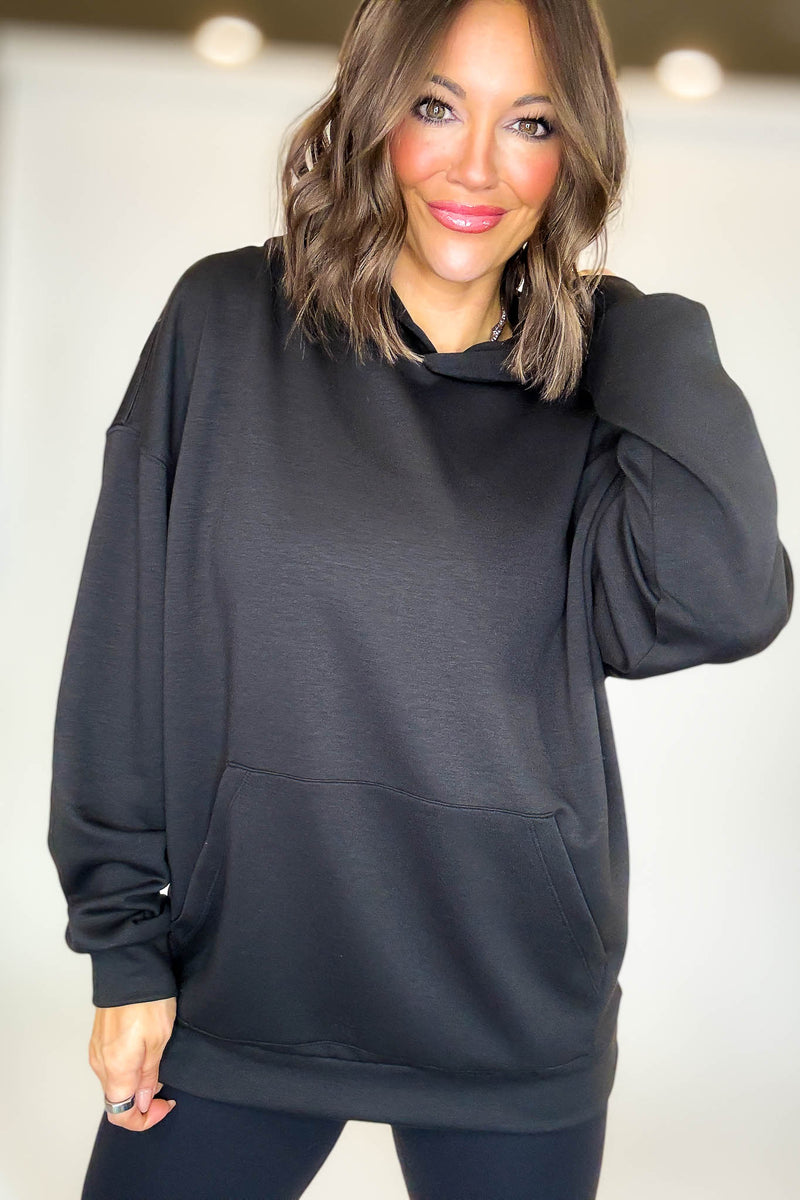 PINK FRIDAY Black Scuba Hoodie With Kangaroo Pockets