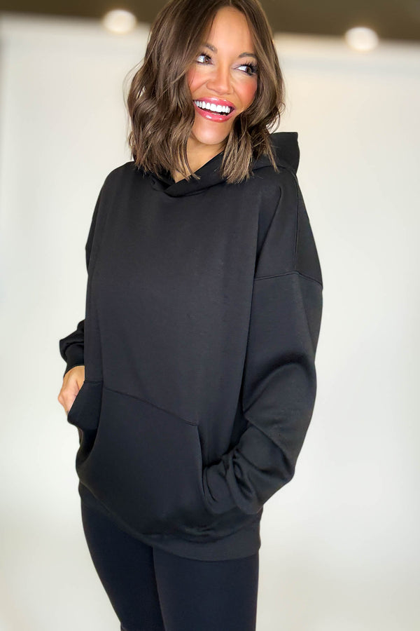 PINK FRIDAY Black Scuba Hoodie With Kangaroo Pockets