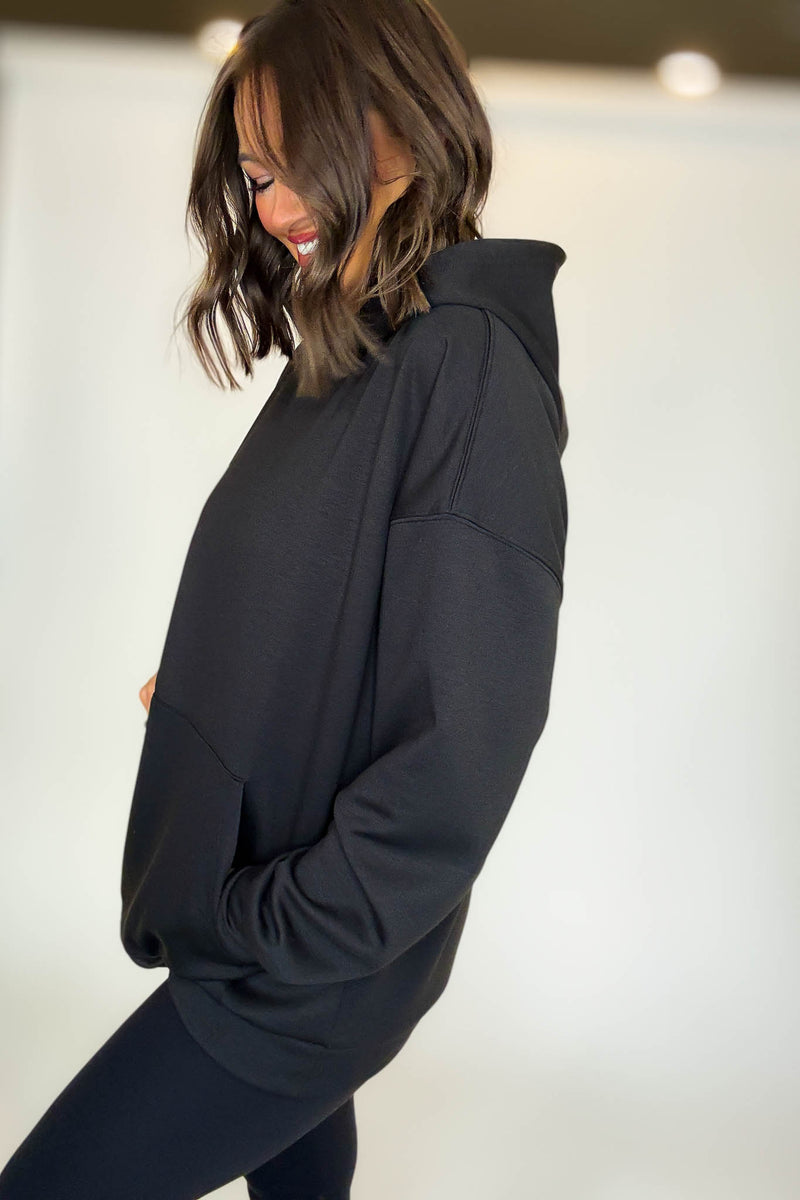 PINK FRIDAY Black Scuba Hoodie With Kangaroo Pockets