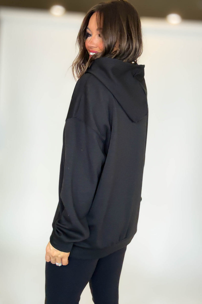 PINK FRIDAY Black Scuba Hoodie With Kangaroo Pockets