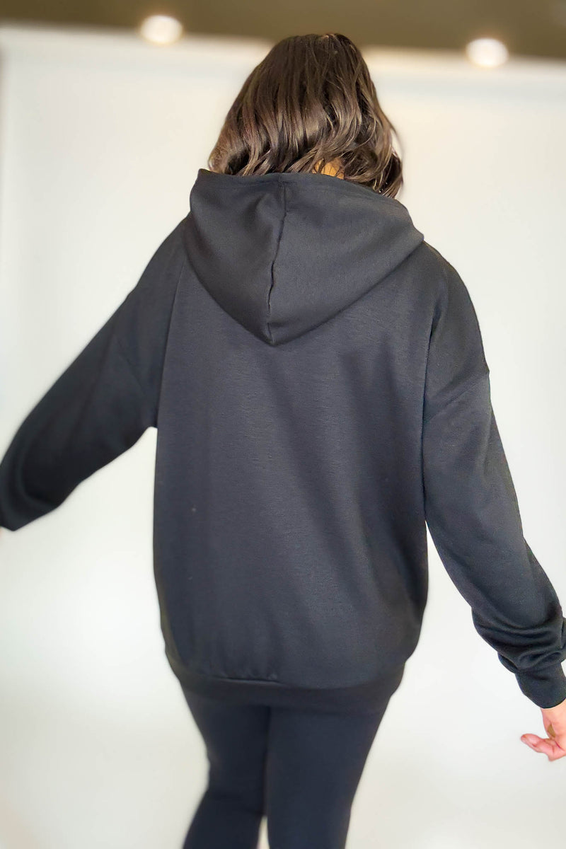 PINK FRIDAY Black Scuba Hoodie With Kangaroo Pockets