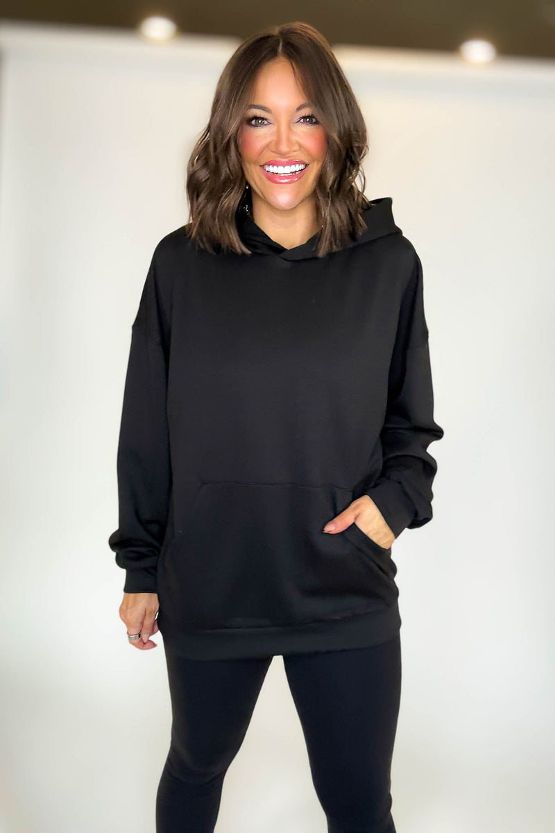 PINK FRIDAY Black Scuba Hoodie With Kangaroo Pockets