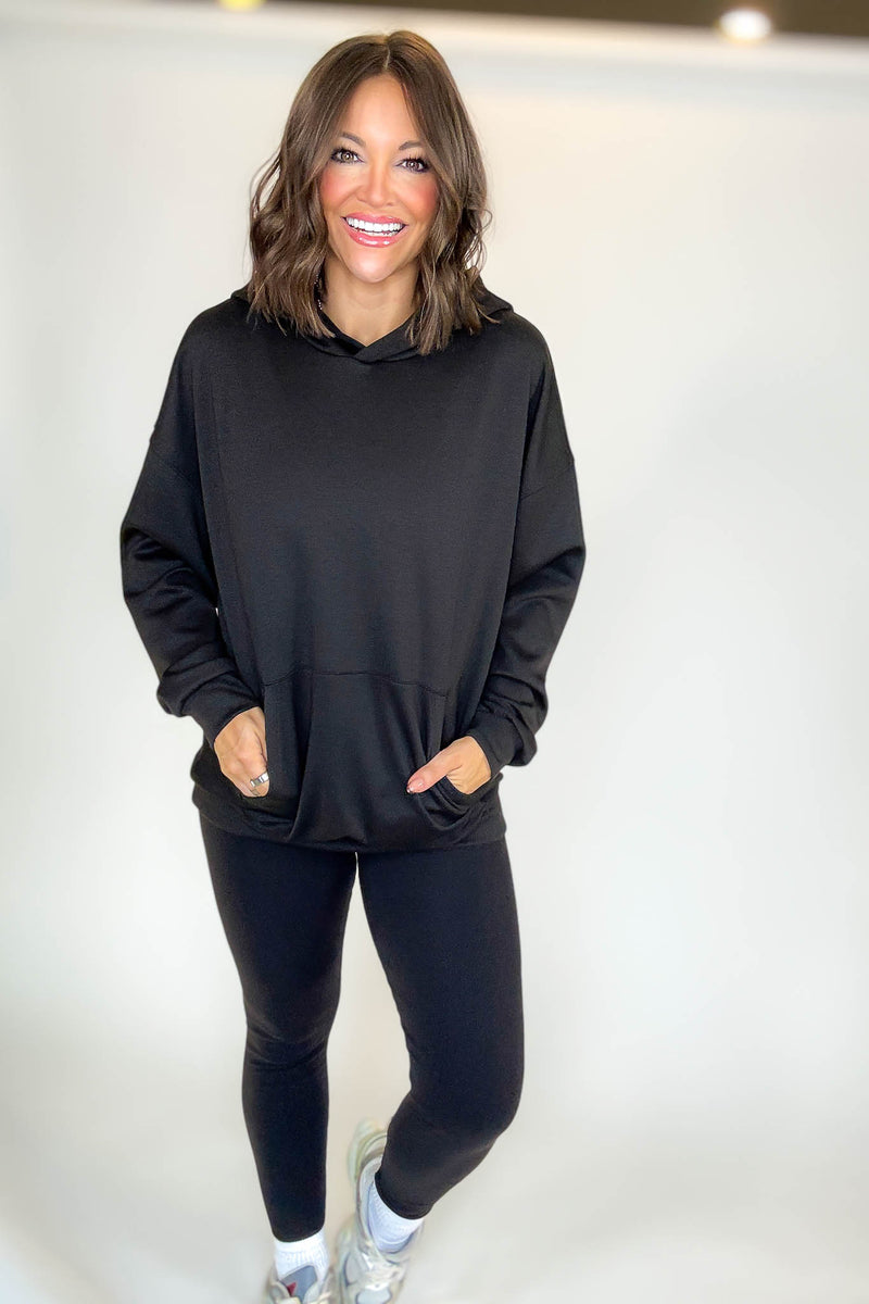 PINK FRIDAY Black Scuba Hoodie With Kangaroo Pockets
