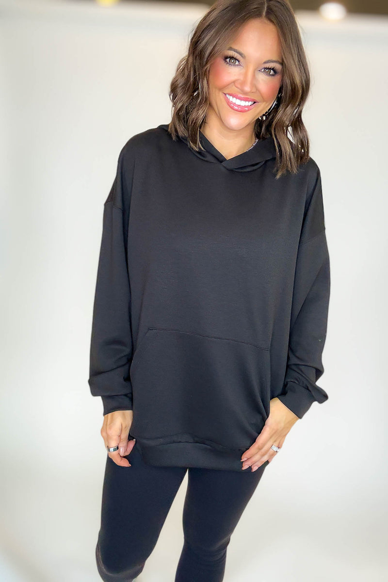 PINK FRIDAY Black Scuba Hoodie With Kangaroo Pockets
