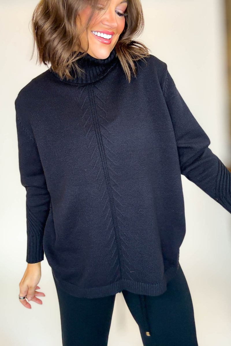 PINK FRIDAY Black Mock Neck Sweater