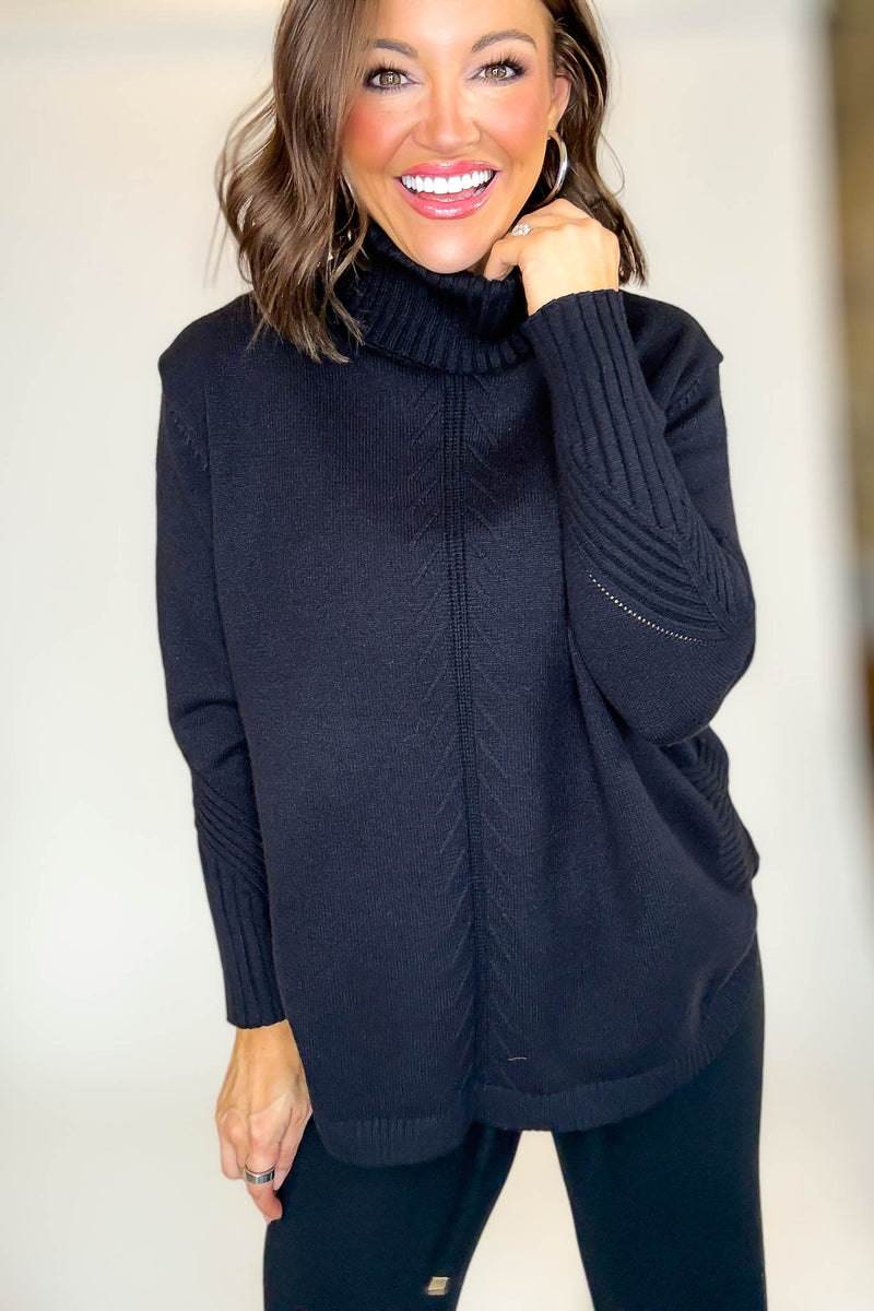 PINK FRIDAY Black Mock Neck Sweater