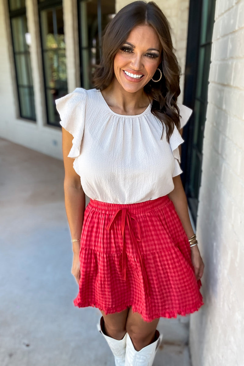 Tour The Town Red Skirt
