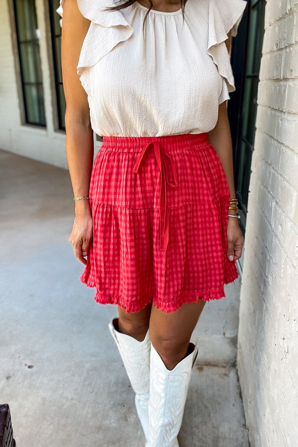 Tour The Town Red Skirt