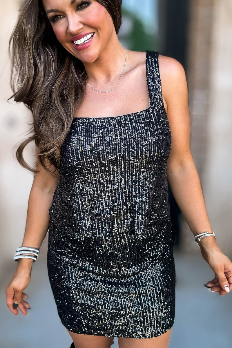 Shimmy Black Sequin Tank
