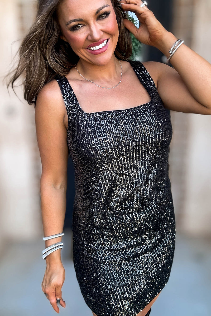 Shimmy Black Sequin Tank