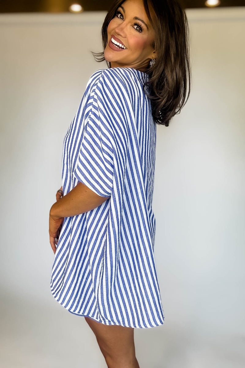 Coastal Chic Blue Striped Kimono