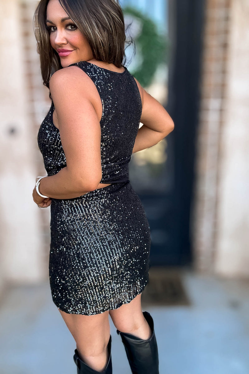 Shimmy Black Sequin Skirt