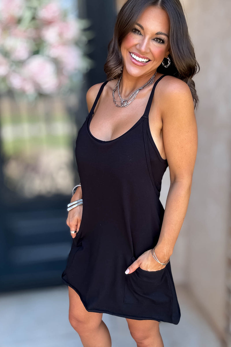 Vicky Black Mini Dress With Built In Romper