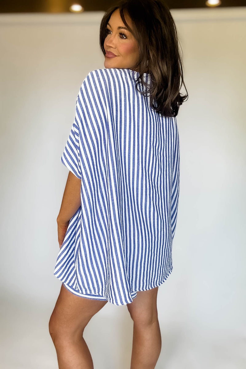 Coastal Chic Blue Striped Kimono