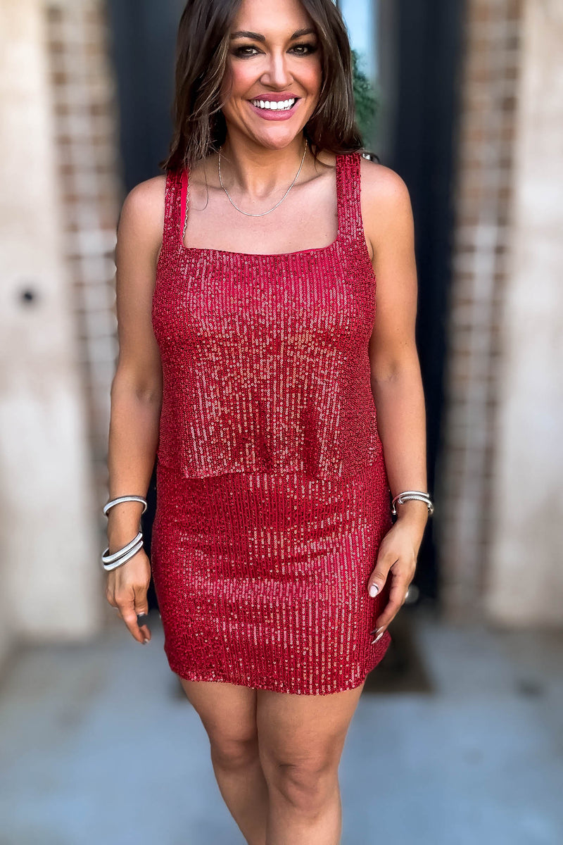 Shimmy Red Sequin Tank