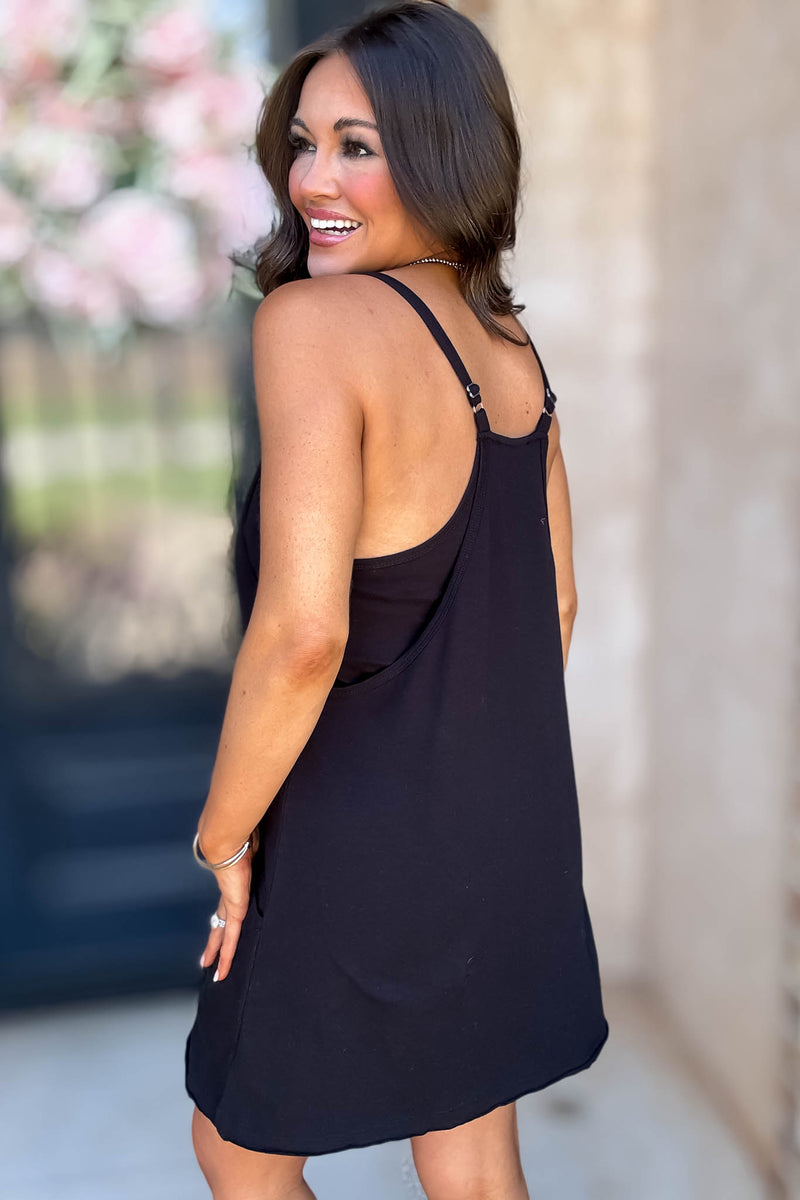 Vicky Black Mini Dress With Built In Romper