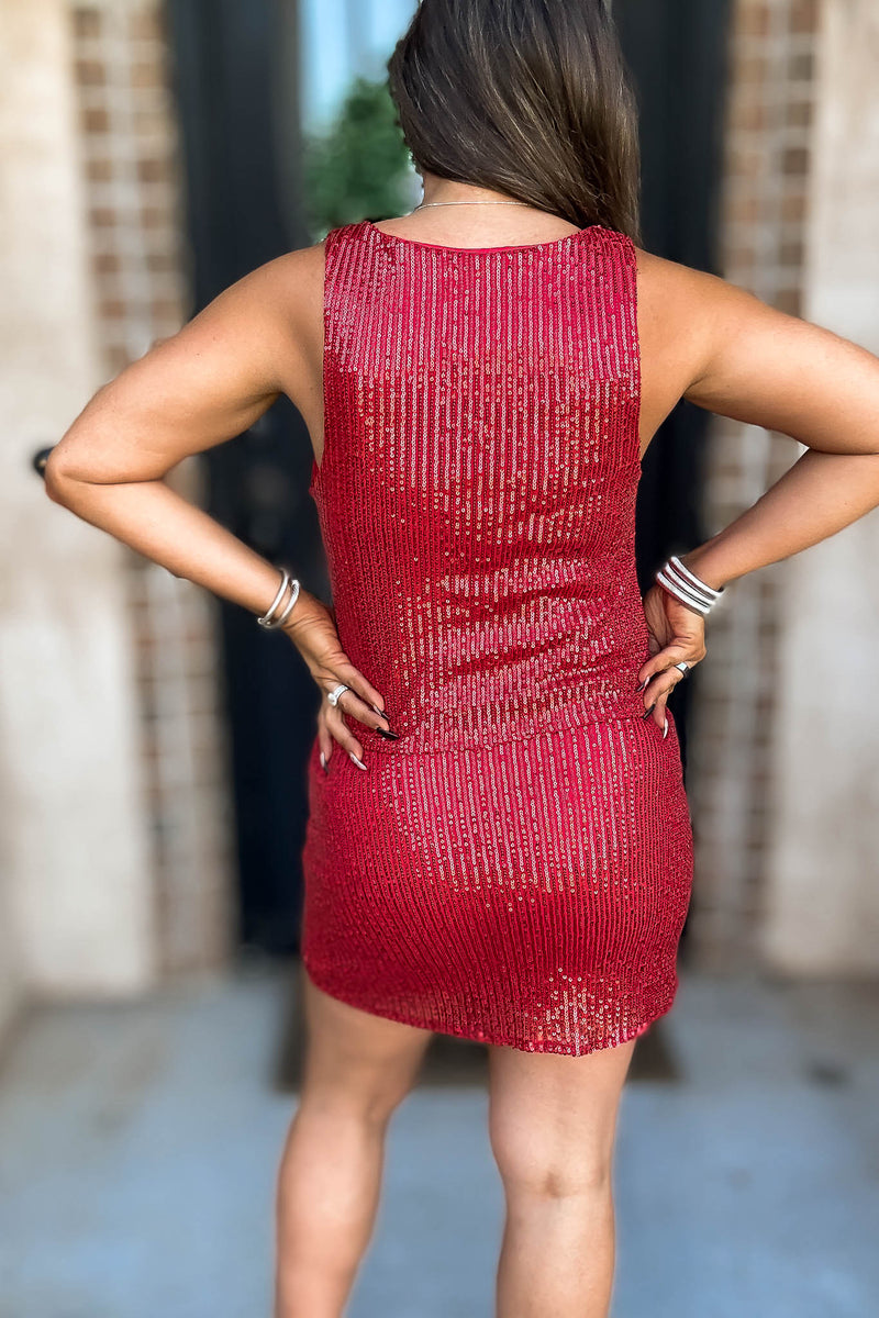 Shimmy Red Sequin Tank