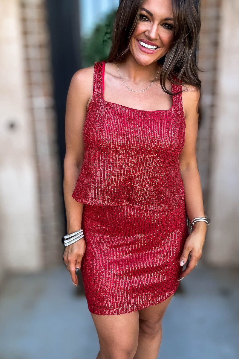 Shimmy Red Sequin Tank