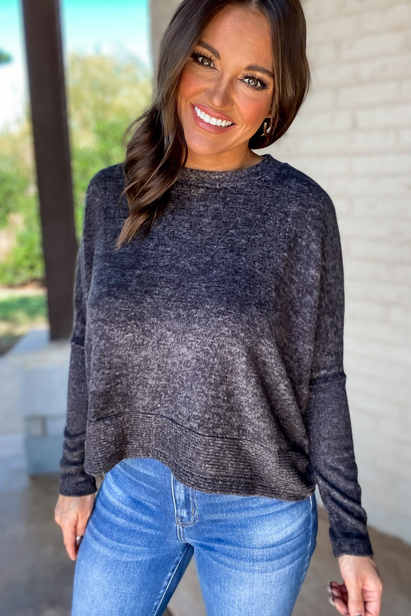 Looking So Sweet Black Brushed Dolman Sleeve Sweater