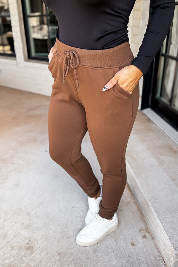 Right On Time Walnut Cozy Oversized Brushed Fleece Pants