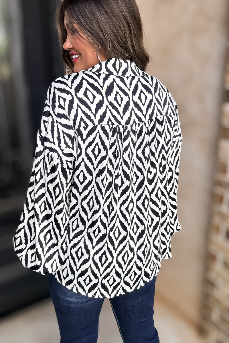 Geometric Print Dolman Sleeves Top