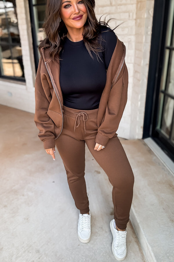 Right On Time Walnut Cozy Oversized Brushed Fleece Pants