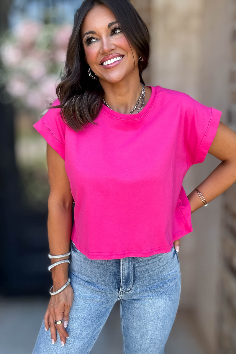 Attractive Beginnings Fuchsia Crop Top