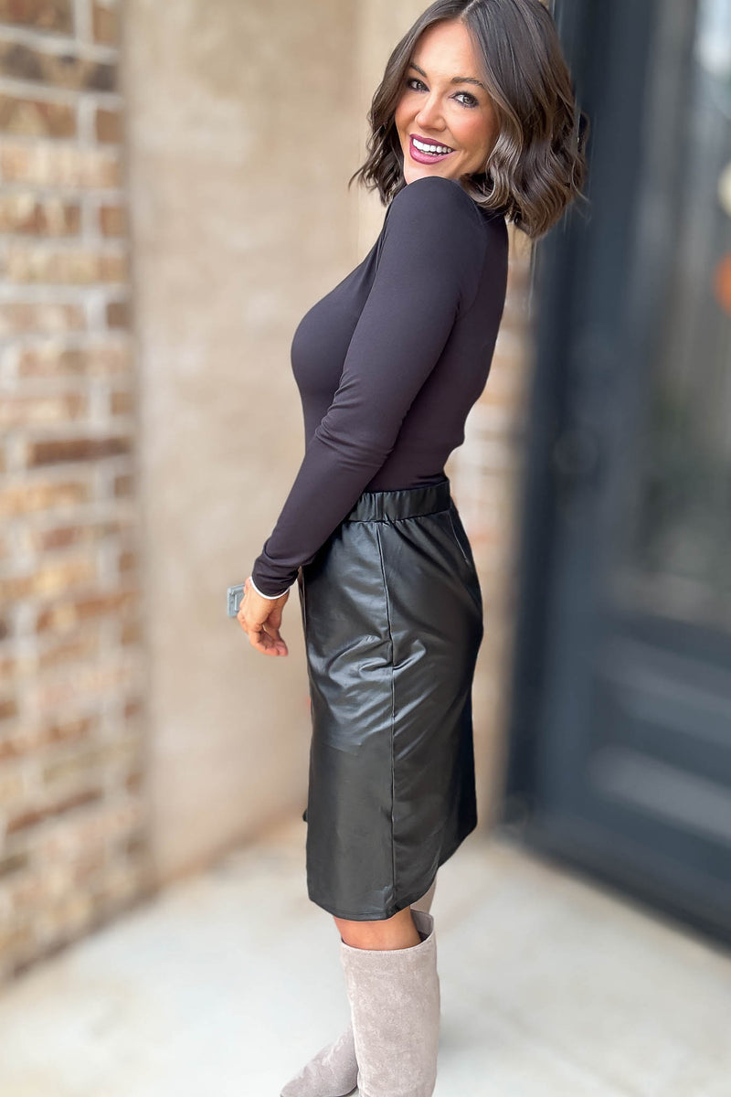 Over The Night Black Turtleneck Bodysuit
