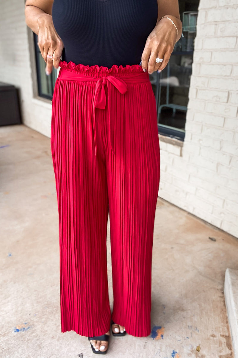 Get Moving Red Pleated Pants