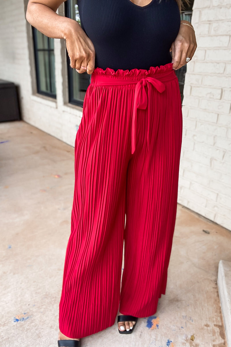 Get Moving Red Pleated Pants