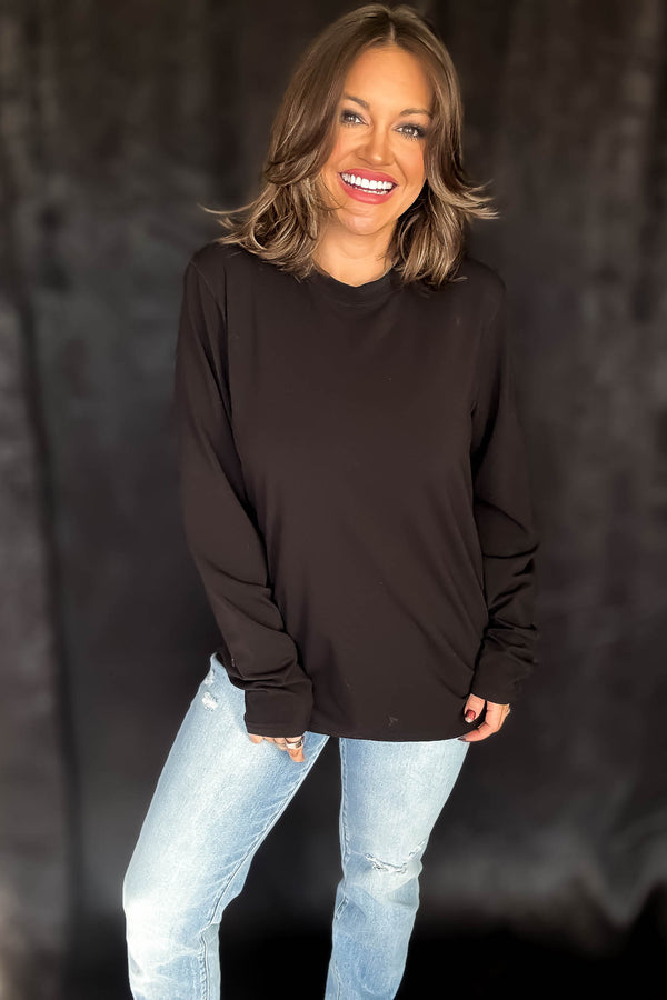 Pima Cotton Blend Black Long Sleeve