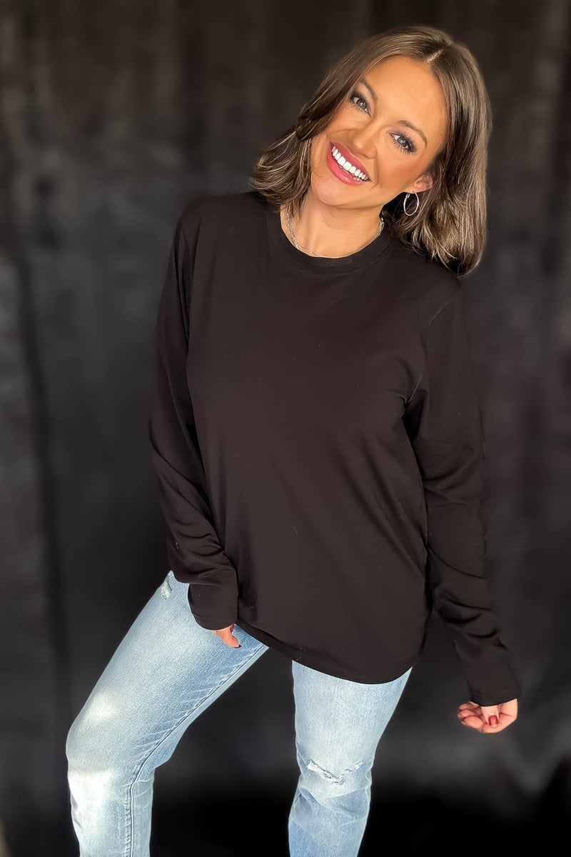 Pima Cotton Blend Black Long Sleeve