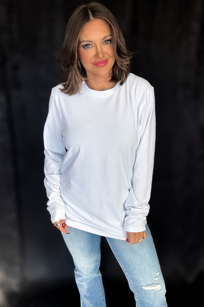 Pima Cotton Blend White Long Sleeve