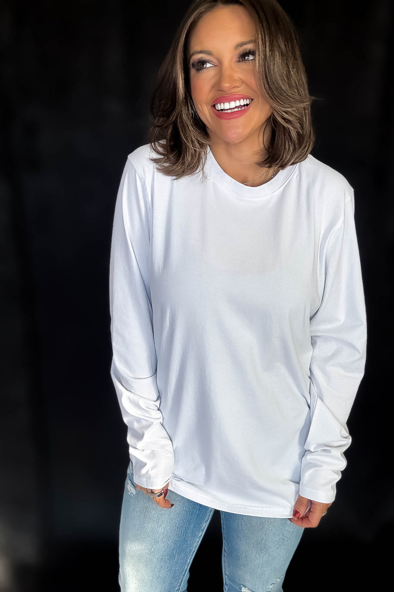 Pima Cotton Blend White Long Sleeve