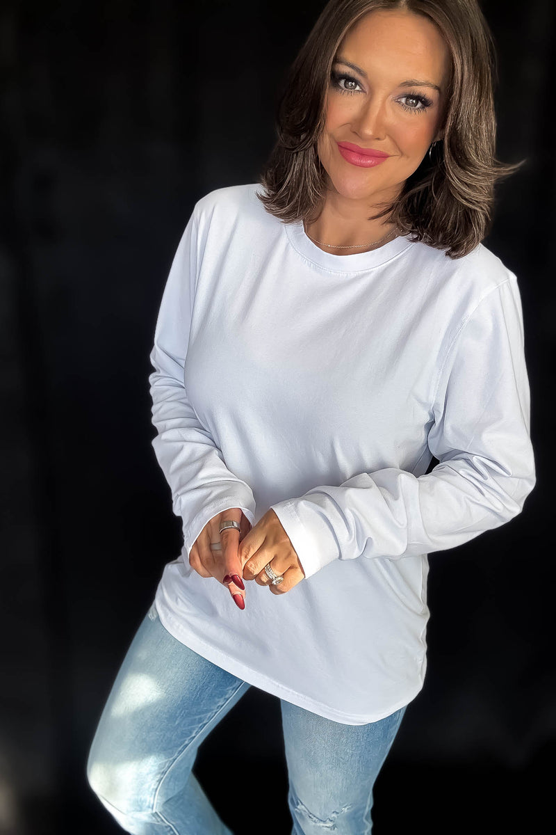 Pima Cotton Blend White Long Sleeve