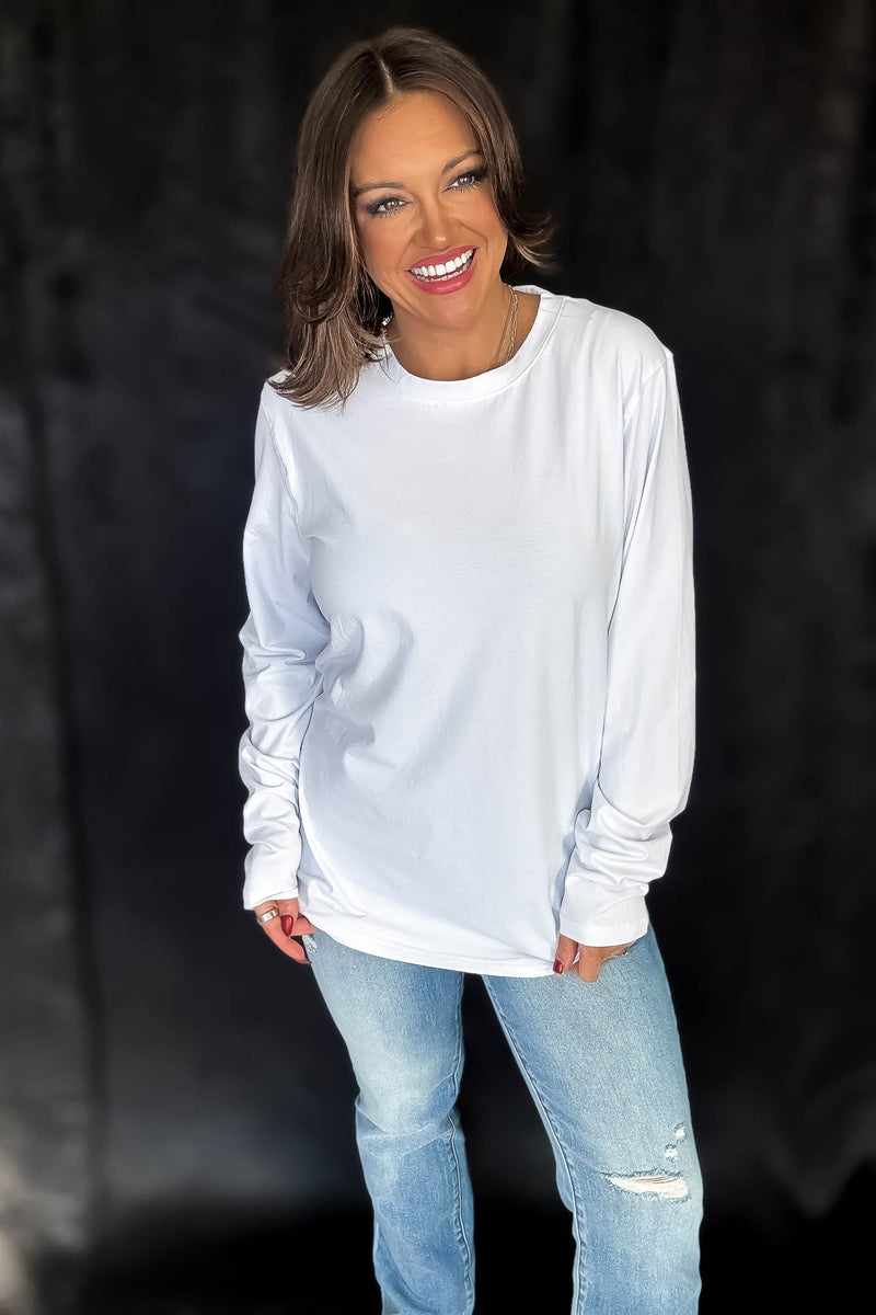 Pima Cotton Blend White Long Sleeve