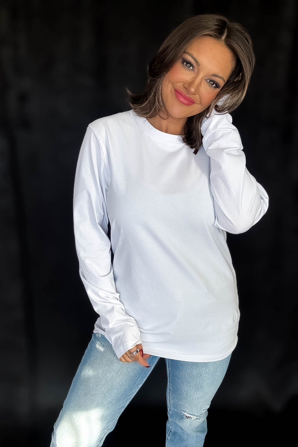 Pima Cotton Blend White Long Sleeve