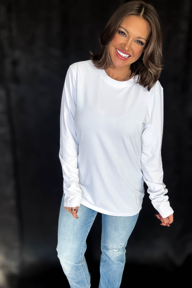 Pima Cotton Blend White Long Sleeve