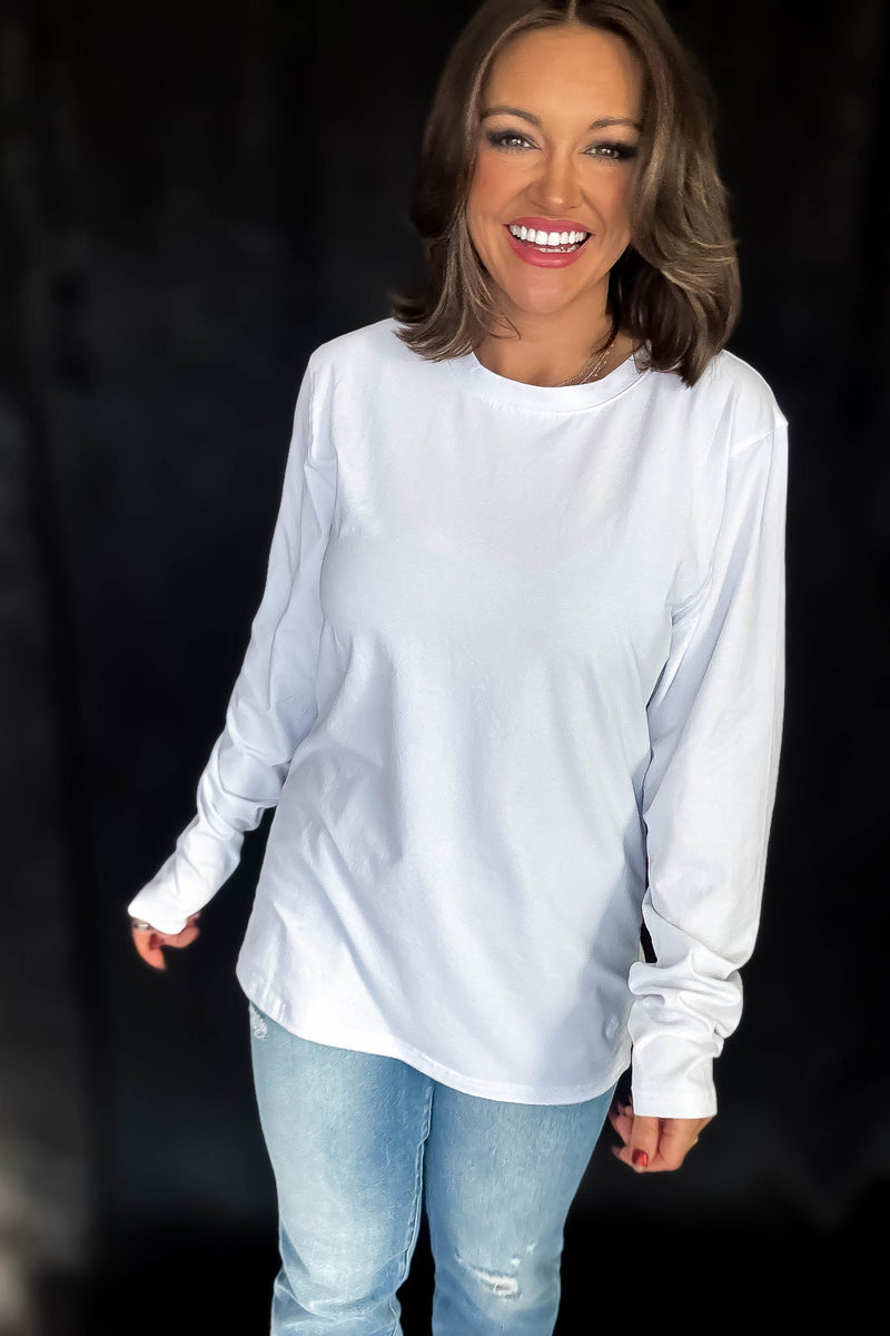 Pima Cotton Blend White Long Sleeve
