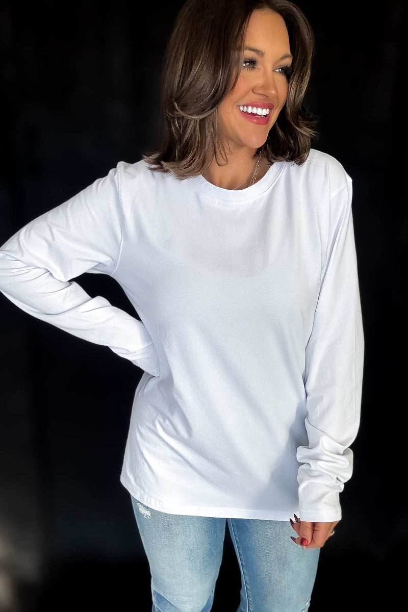 Pima Cotton Blend White Long Sleeve