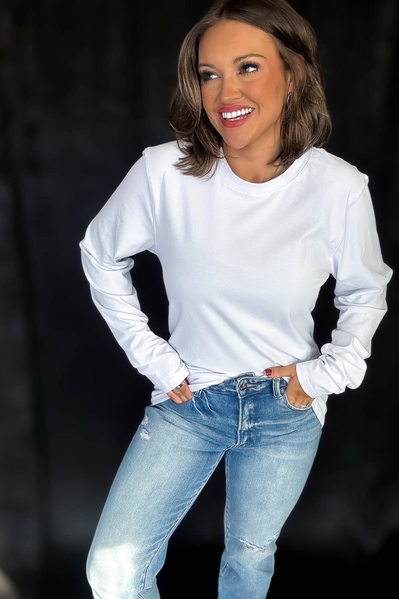 Pima Cotton Blend White Long Sleeve
