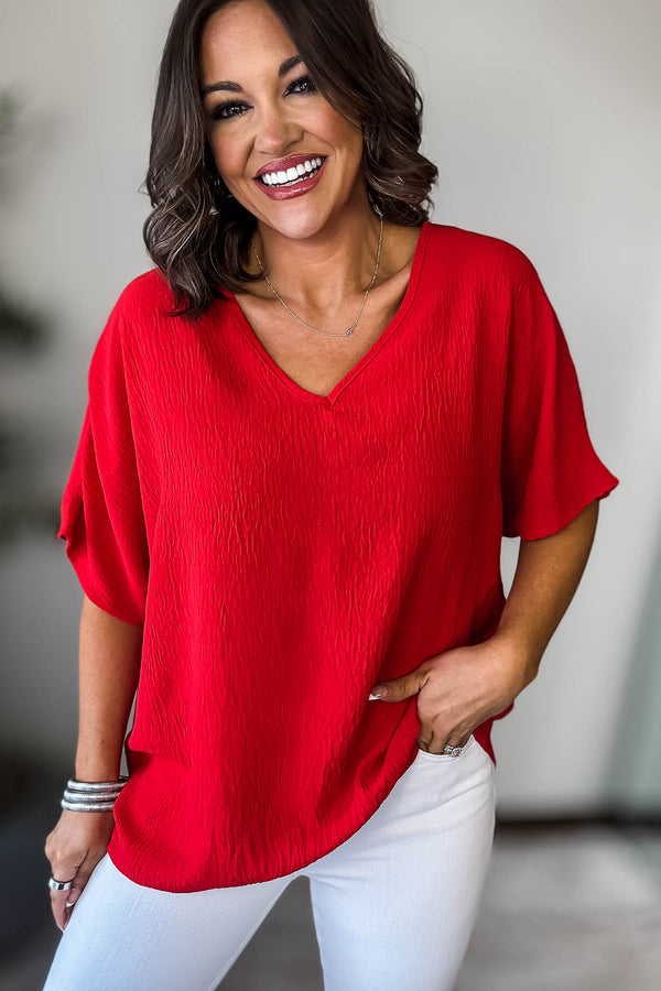 Brittany Red Flowy Top