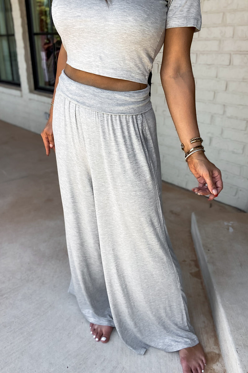 Just Relax Heather Grey Wide Lounge Pant
