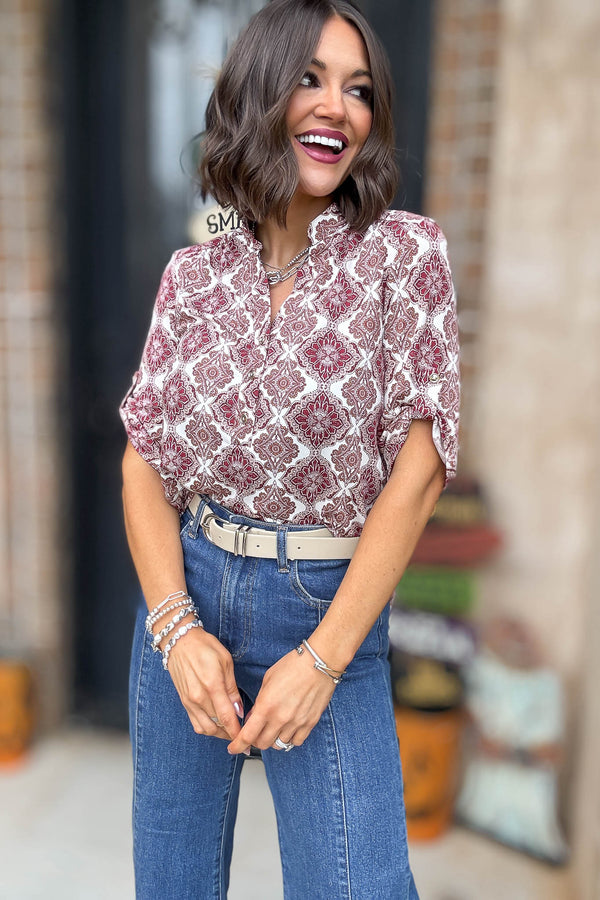 Burgundy Boho Top