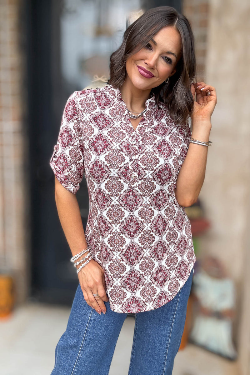 Burgundy Boho Top