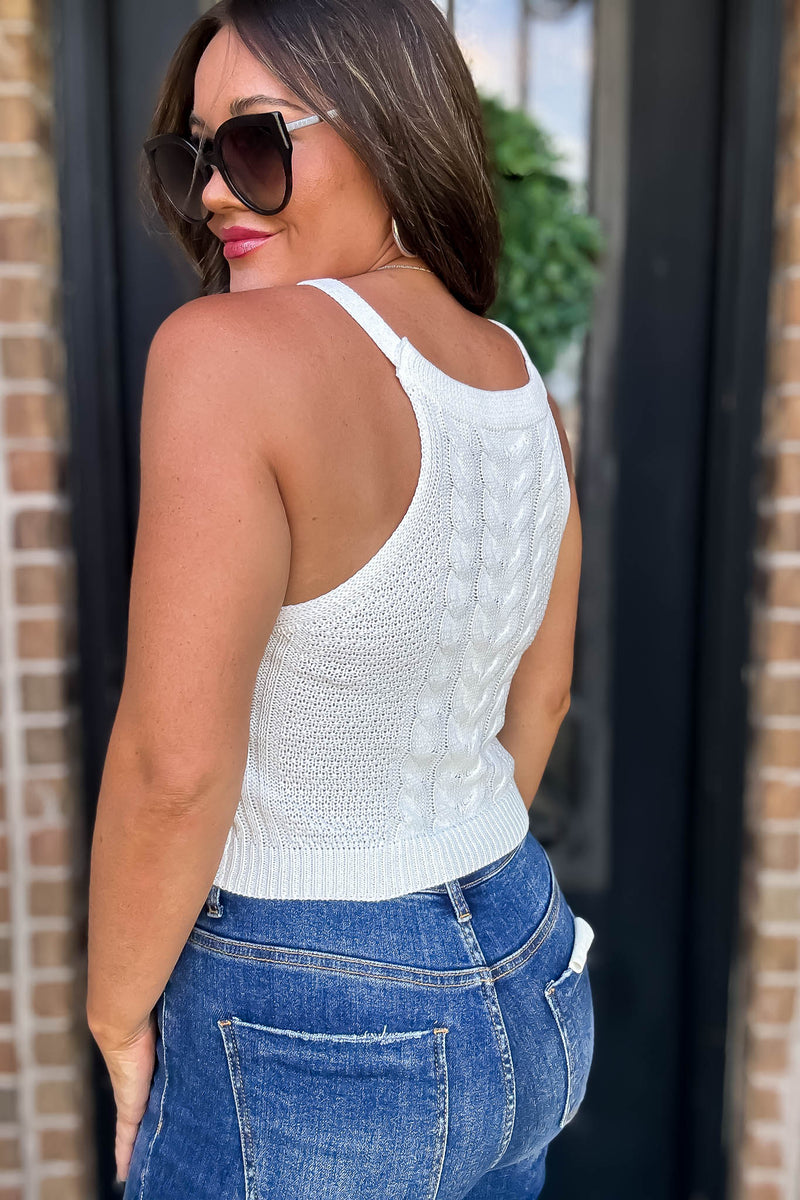 Cable White Sweater Top