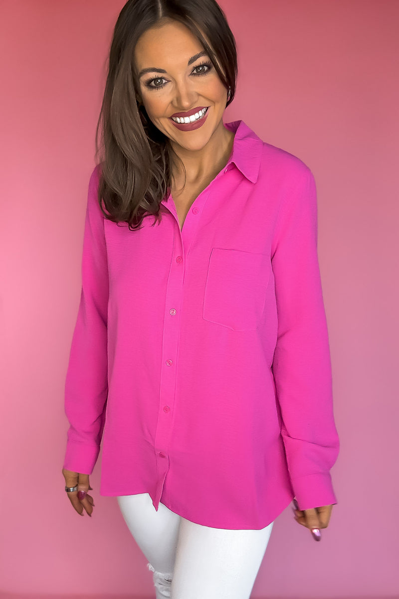 Brooklyn Pink Airflow Button Down Top