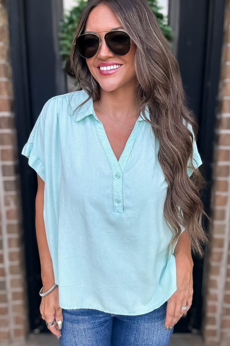 Mint Collar Top