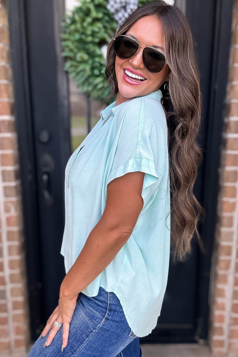 Mint Collar Top